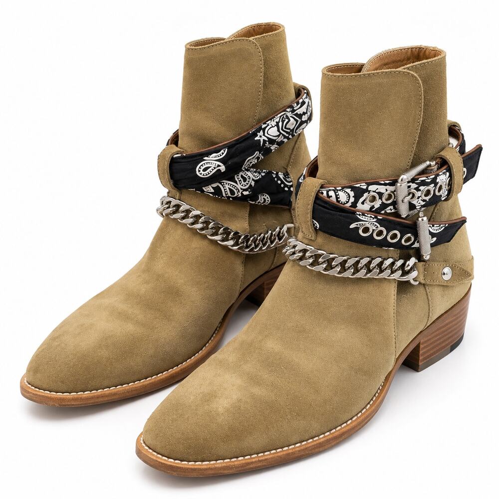 Title: AMIRI Bandana Buckle Boots Fango Suede EU 41 Men's Ankle Boots